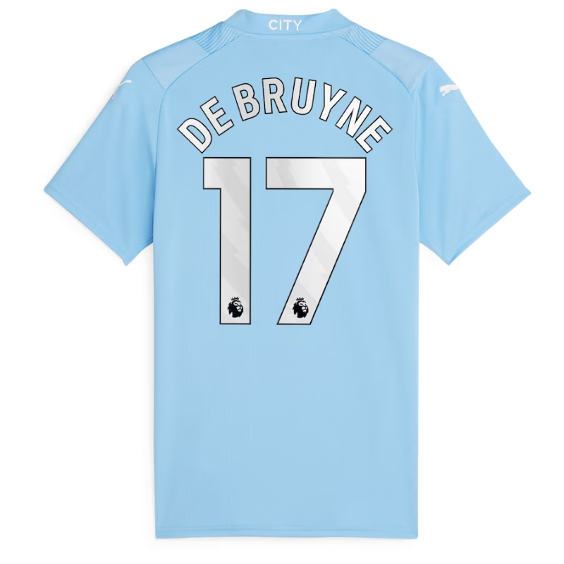 Manchester City Home Shirt 2023-24 - with De Bruyne 17 printing Jersey - Blue - Jersey Teams World