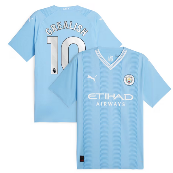 Manchester City Home Shirt 2023-24 with Grealish 10 printing - Blue - Jersey Teams World