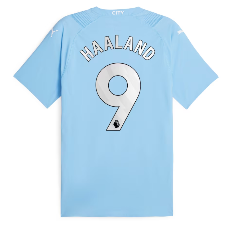 Manchester City Home Shirt 2023-24 with Player Haaland 9 printing - Blue