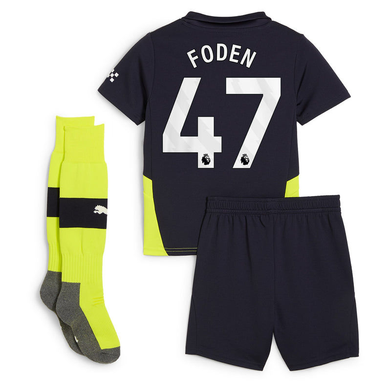 Manchester City PUMA Away Minikit 2024-25 with Foden 47 printing Kids Jersey