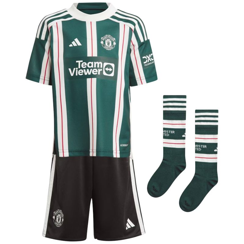 Manchester United Away Minikit 2023-24 Kids Customized Jersey - Green