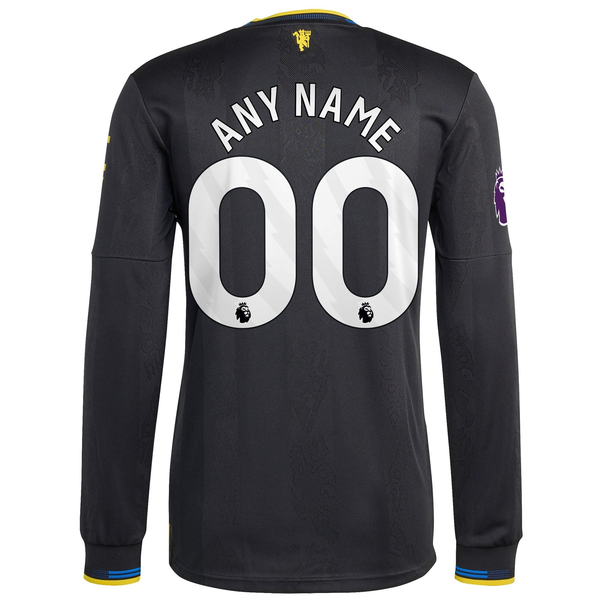 Manchester United adidas 2025/26 Third Long Sleeve Custom Jersey - Black