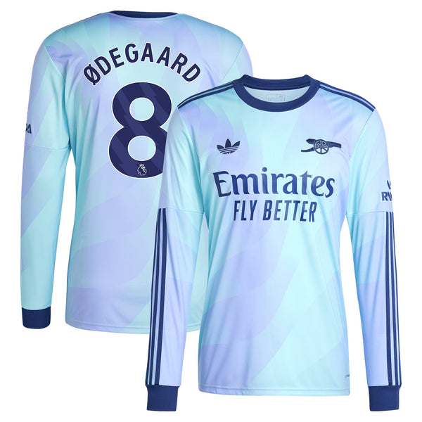 Martin Odegaard Arsenal adidas 2024/25 Third Long Sleeve Player Jersey - Aqua