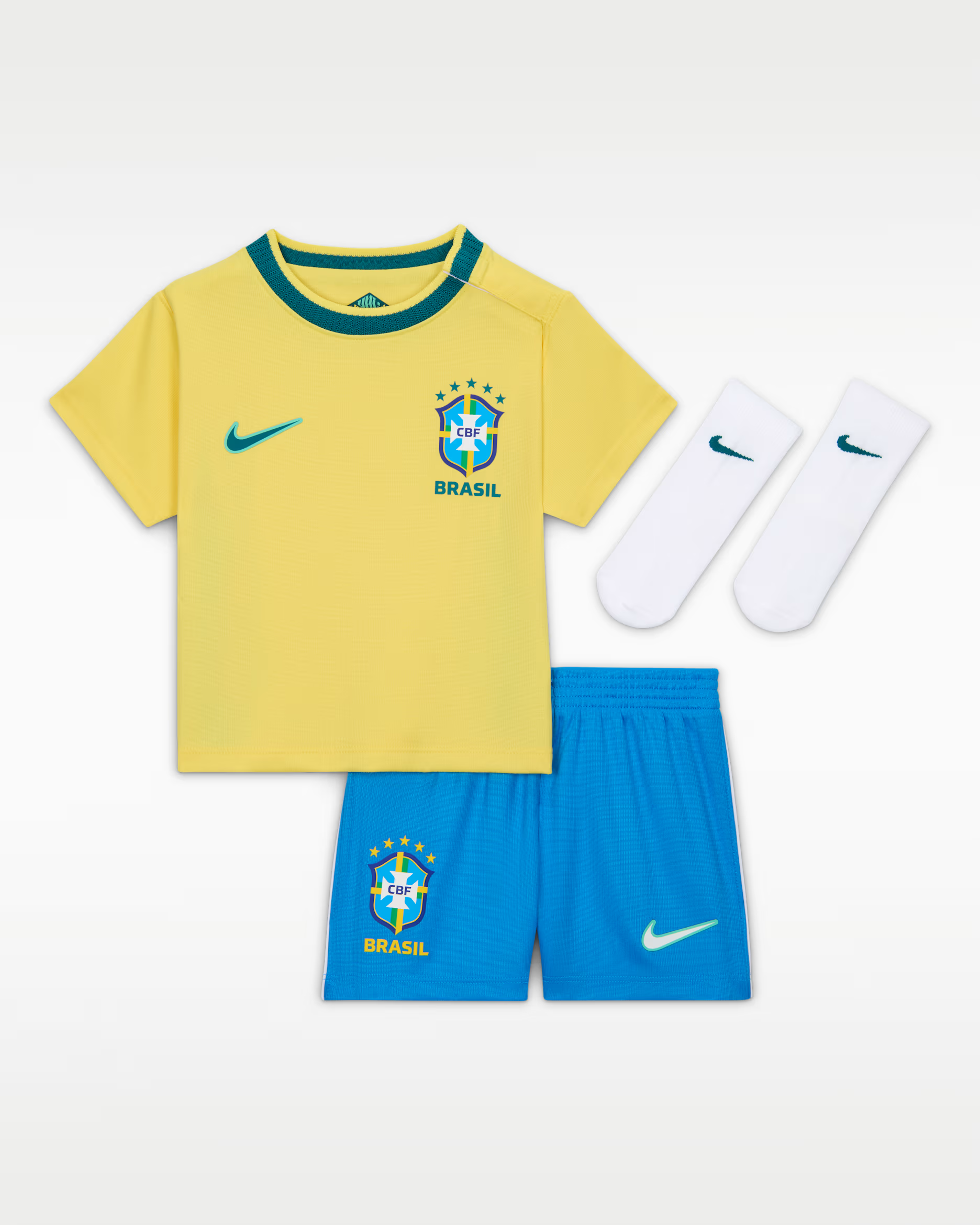 Nike Kids' Brazil National Team 2026 Home 3-Piece Kit - Canary/Light Menta - Jersey Teams World