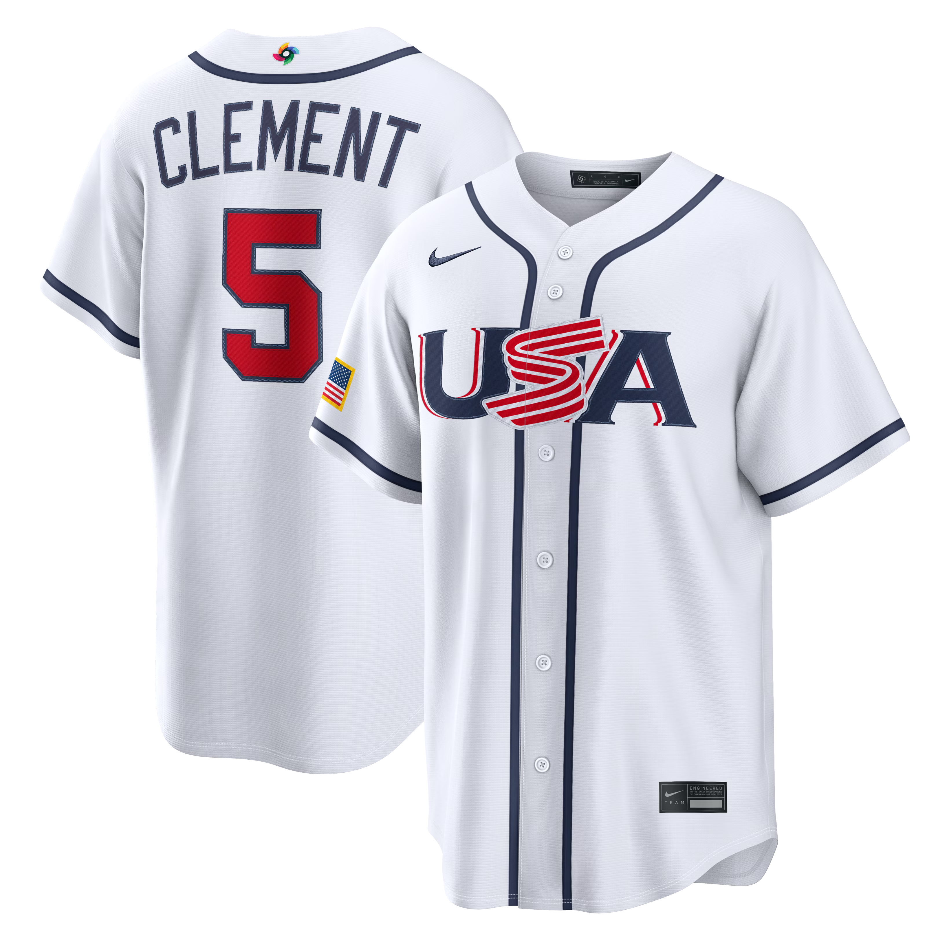 Nike USA Baseball 2026 World Baseball Classic Home Stadium Jersey – Ernie Clement – White - Jersey Teams World