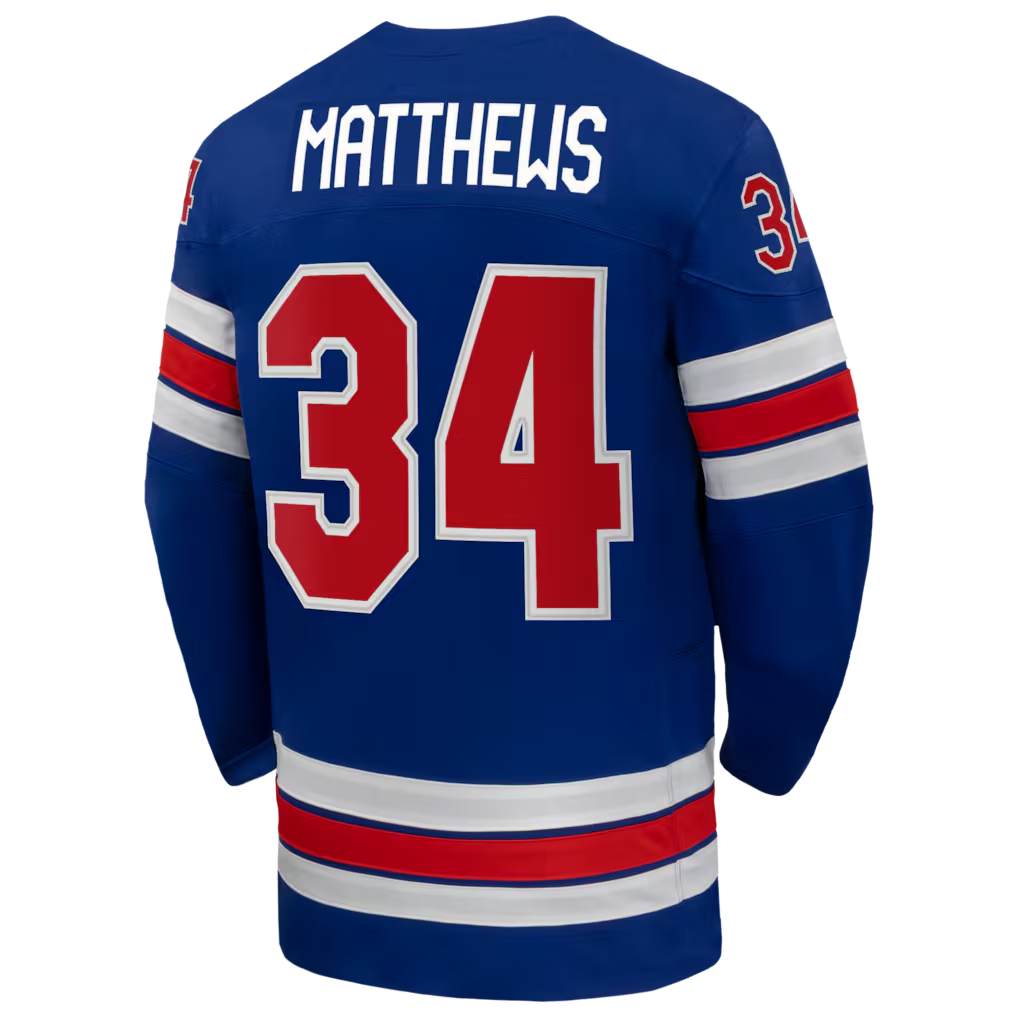 Nike USA Hockey Authentic 2026 Home Supporter Edition Jersey – Auston Matthews #34 – Royal Blue