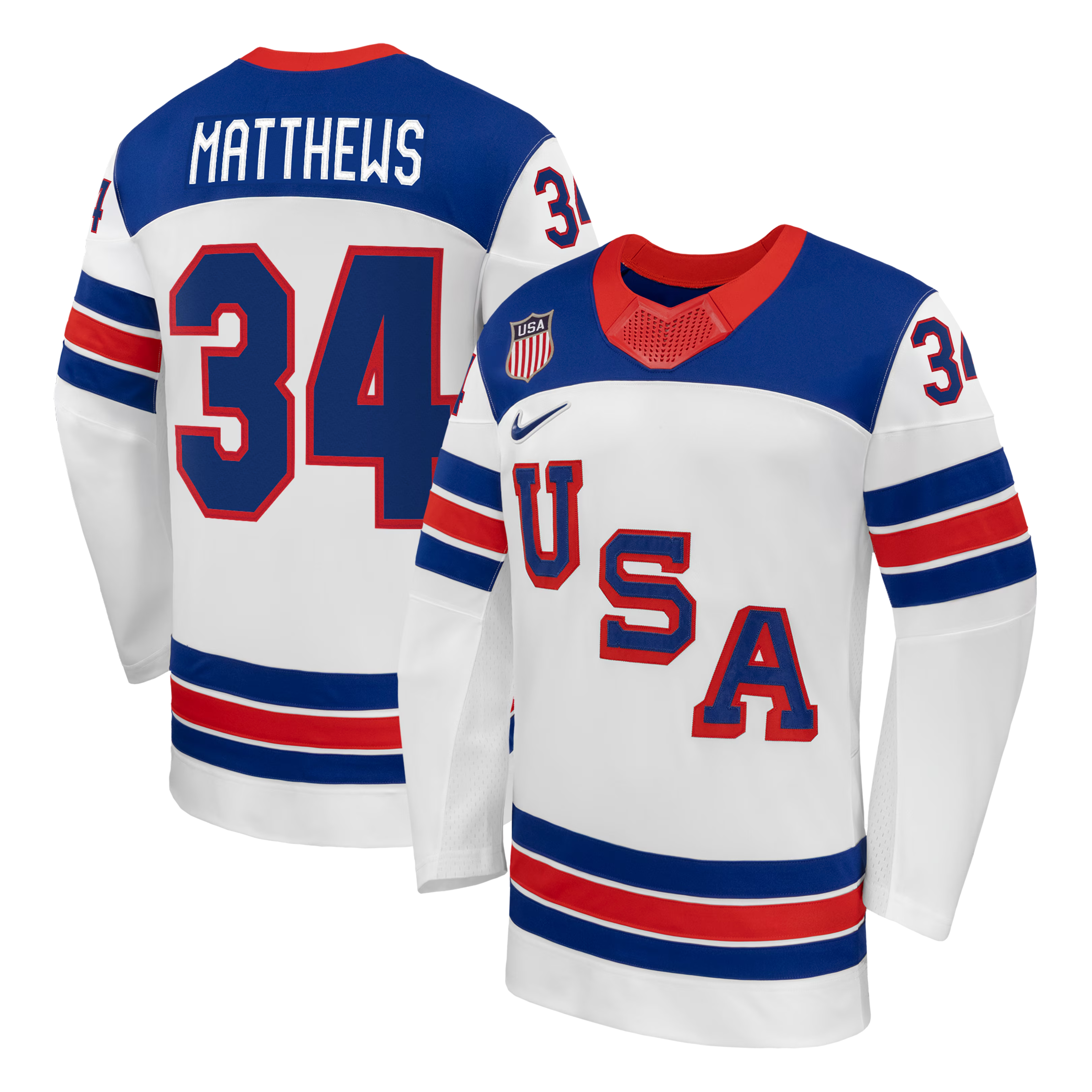 Nike USA Hockey 2026 Home Supporter Edition Jersey – Auston Matthews #34 – Royal Blue - Jersey Teams World