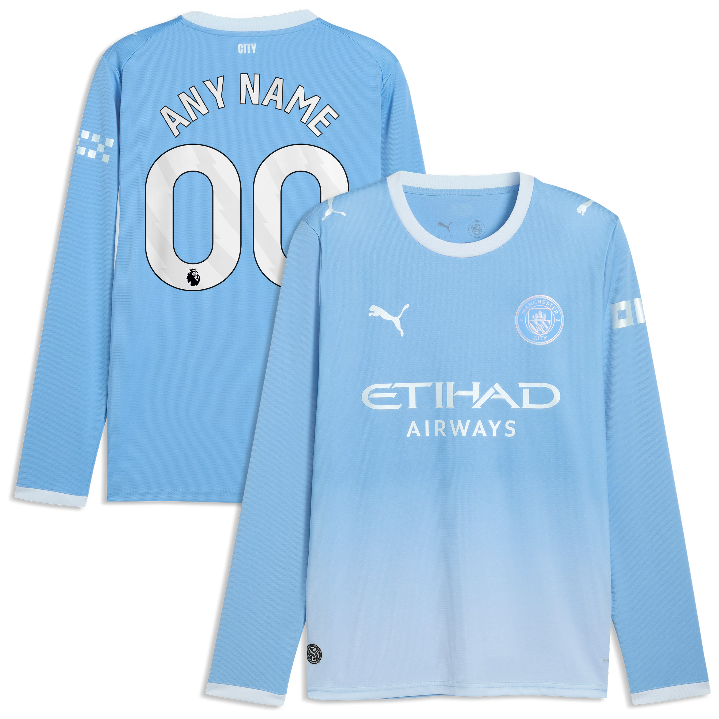 Official Manchester City Puma 2026/27 Home Replica Long Sleeve Custom Jersey - Light Blue