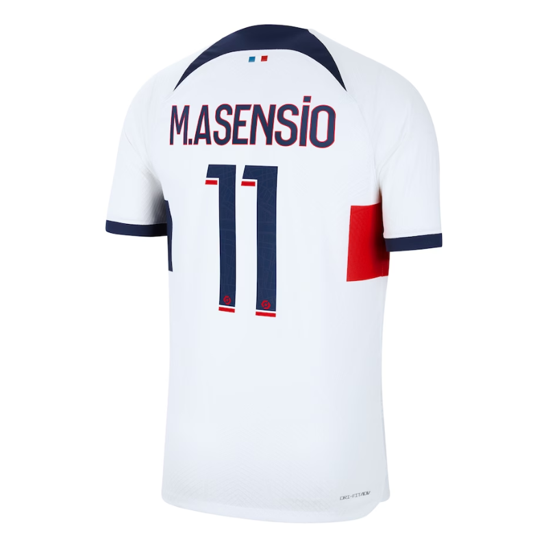 Paris Saint-Germain Away Shirt 2023-24 with Player M.Asensio 11 printing Jersey - White - Jersey Teams World
