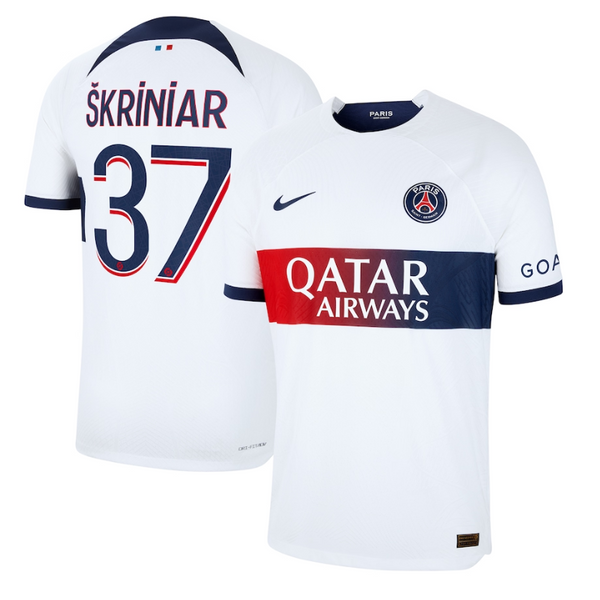 Paris Saint-Germain Away Shirt 2023-24 with Player Škriniar 37 printing Jersey - White