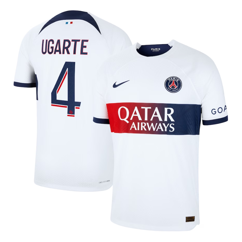 Paris Saint-Germain Away Shirt 2023-24 with Player Ugarte 4 printing Jersey - White - Jersey Teams World