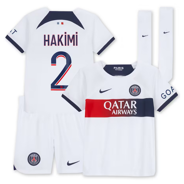 Paris Saint-Germain Away Stadium Kit 2023-24 - Little Kids with Hakimi 2 printing