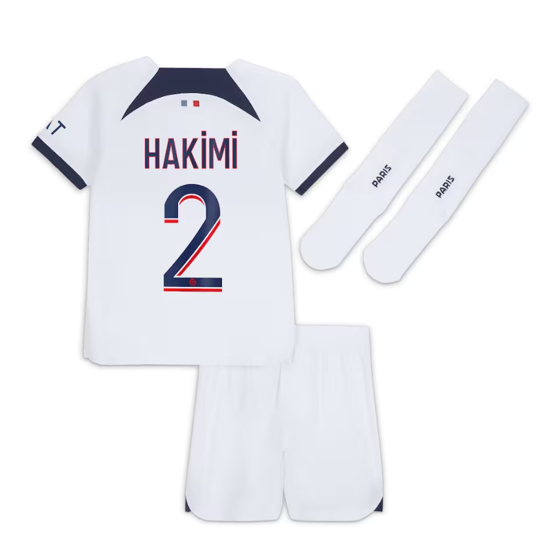 Paris Saint-Germain Away Stadium Kit 2023-24 - Little Kids with Hakimi 2 printing