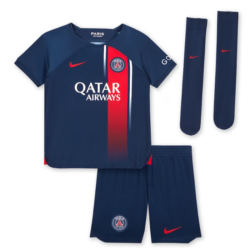 Paris Saint-Germain Home Stadium Kit 2023-24 - Little Kids with M.Asensio 11 printing - Jersey Teams World