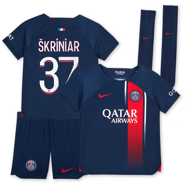 Paris Saint-Germain Home Stadium Kit 2023-24 - Little Kids with Škriniar 37 printing
