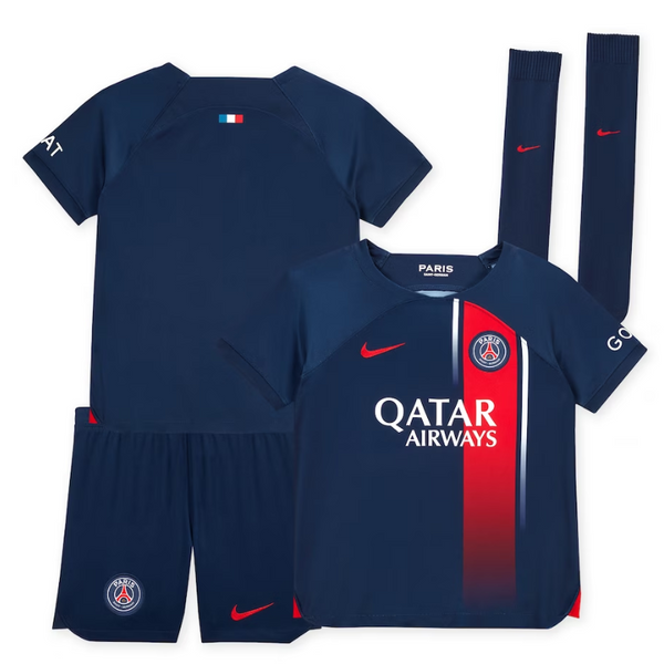 Paris Saint-Germain Team Home Kit 2023-24 - Little Kids Custom Jersey - Blue - Jersey Teams World