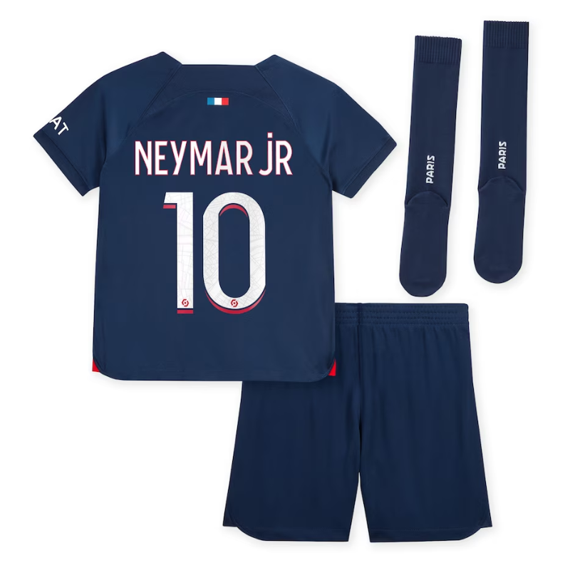 Paris Saint-Germain Team Home Kit 2023-24 - Little Kids with Neymar Jr 10 printing Jersey - Blue - Jersey Teams World