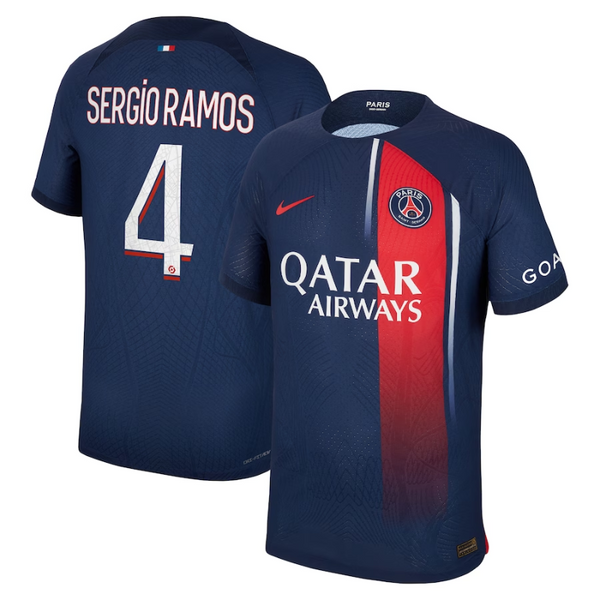 Paris Saint-Germain Team Home Shirt 2023-24 with Sergio Ramos 4 printing Jersey - Blue - Jersey Teams World