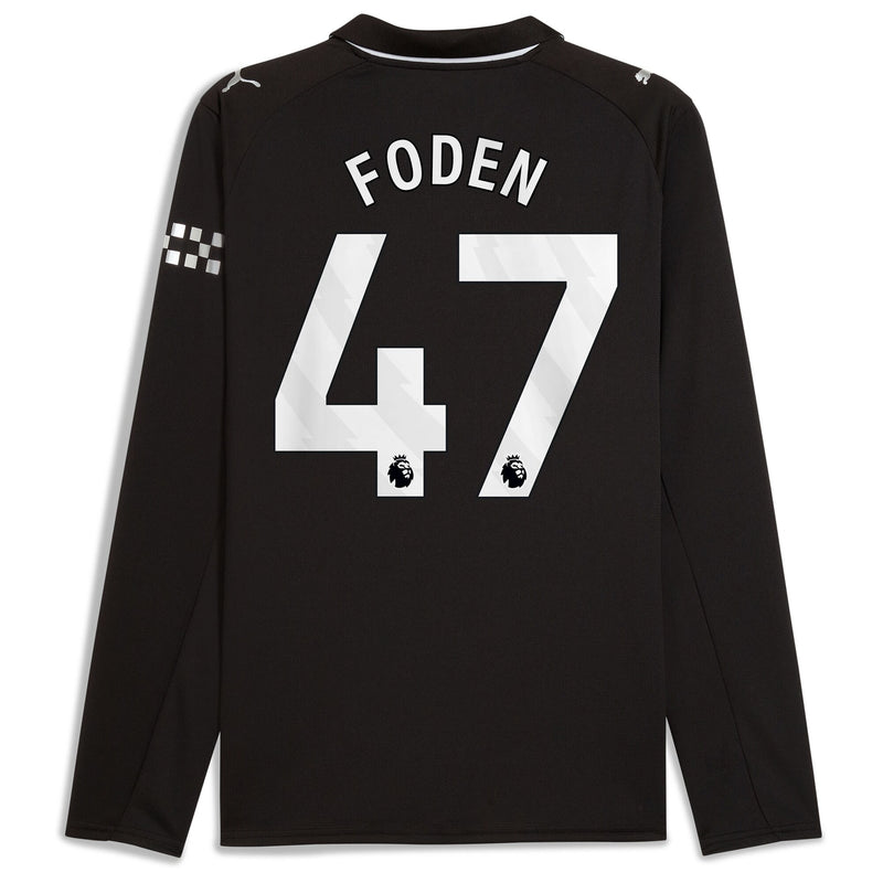 Phil Foden Manchester City Puma Away 2025/26 Long Sleeve Player Jersey - Black