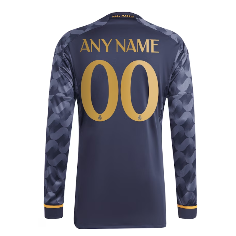 Real Madrid Adidas 2023/24 Away Long Sleeve Custom Jersey - Navy