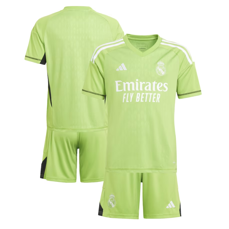 Real Madrid Home Goalkeeper kit Adidas 2023-24 Kids Custom Jersey - Green