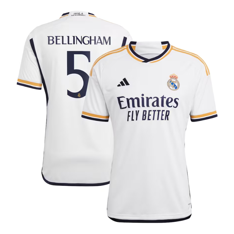 Real Madrid Home Shirt 2023-24 with Bellingham 5 printing Jersey - White - Jersey Teams World