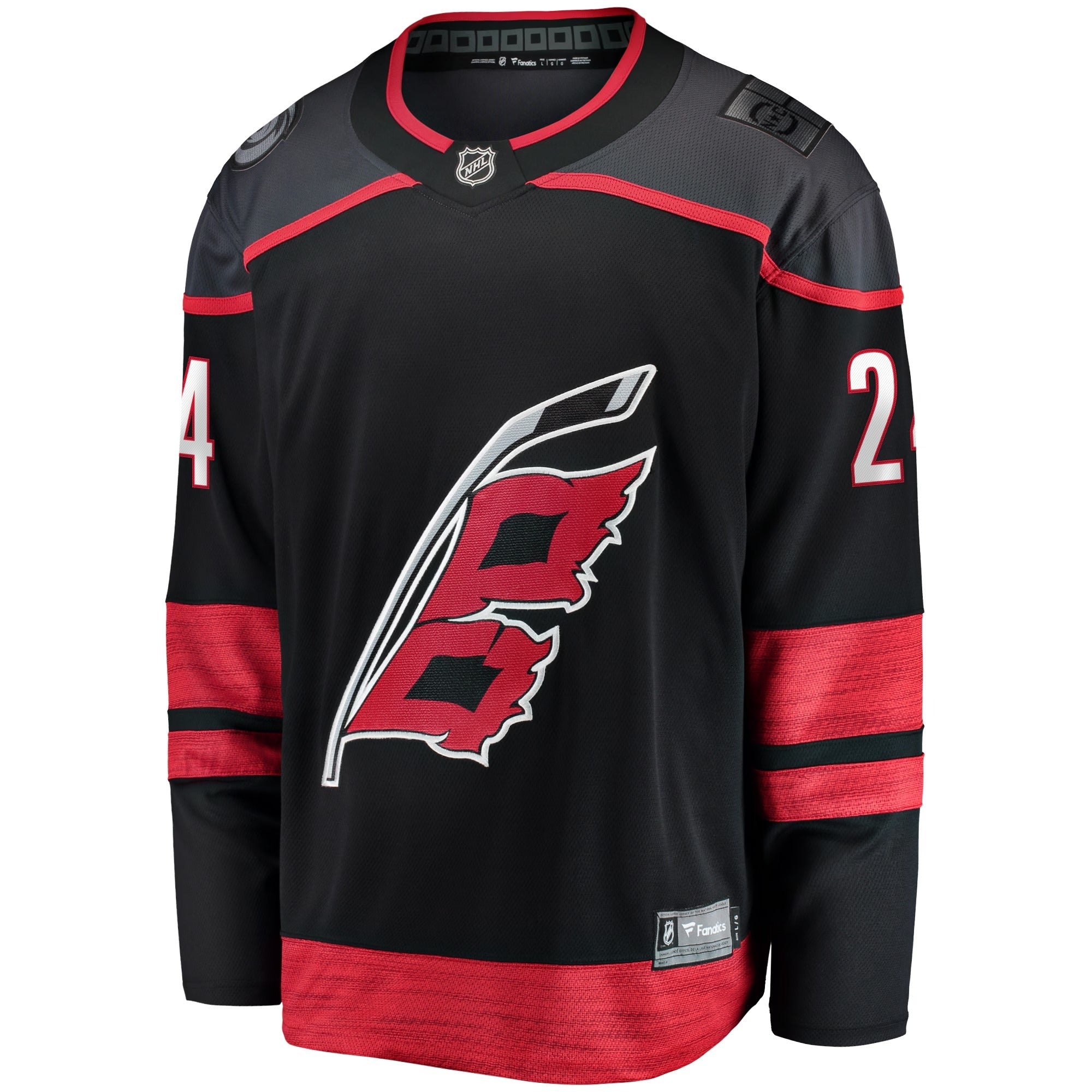 Seth Jarvis Carolina Hurricanes Fanatics Home Breakaway Jersey – Black "Warning Flag" Edition - Jersey Teams World