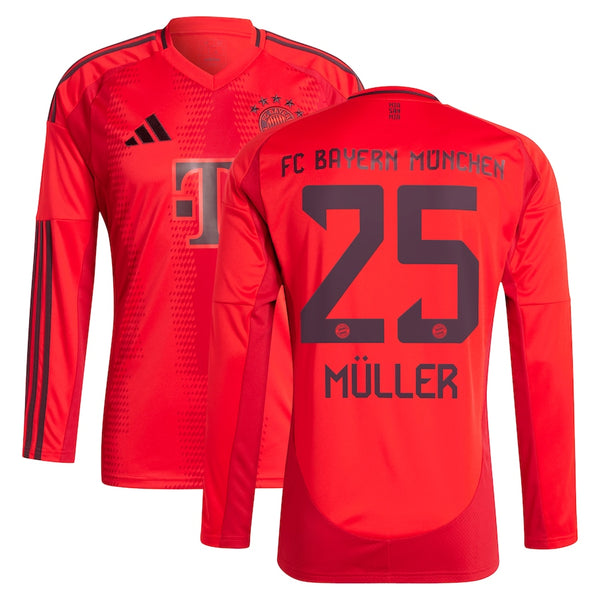 Thomas Müller Bayern Munich adidas 2024/25 Home  Long Sleeve Player Jersey - Red