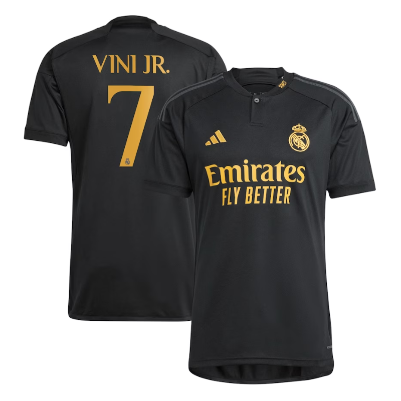 Vini Jr. Real Madrid Adidas 2023/24 Third Player Jersey - Black