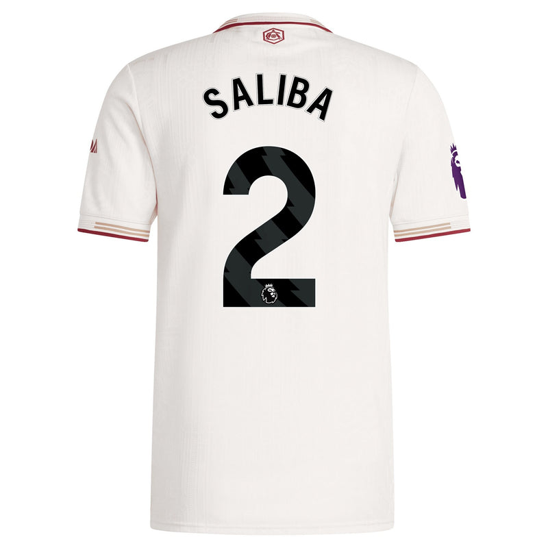 William Saliba Arsenal adidas 2025/26 Third Player Jersey - White