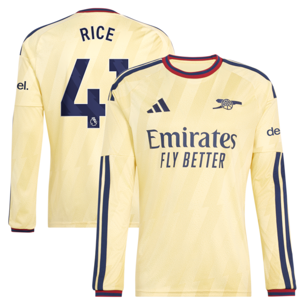 Declan Rice Arsenal adidas 2026/27 Third Replica Long Sleeve Jersey - Yellow