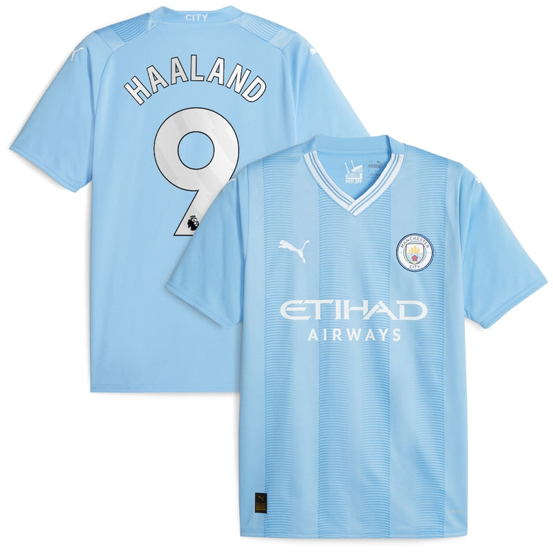 Erling Haaland Manchester City Puma 2023/24 Home  Player Jersey - Sky Blue