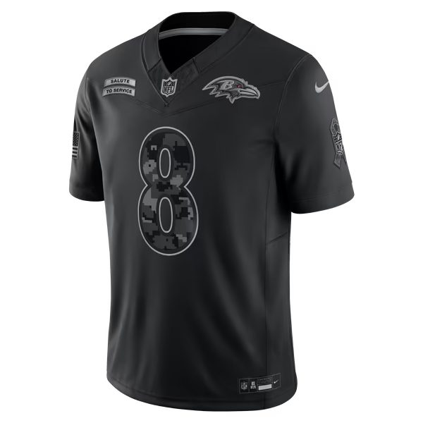 Lamar Jackson Baltimore Ravens Nike 2026 Salute to Service Stitched Limited Jersey - Black