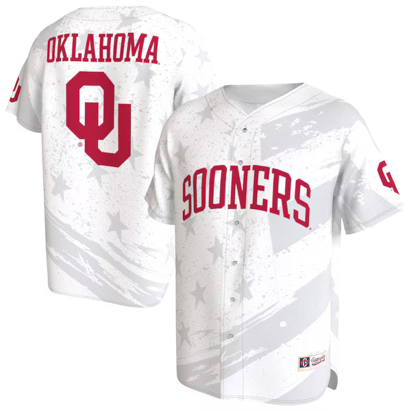 Oklahoma Sooners GameDay Greats Unisex Lightweight Collegiate Baseball Americana Fashion Jersey - White