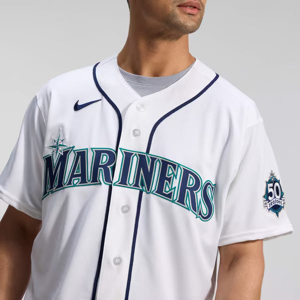 Seattle Mariners Nike 50th Anniversary Patch Home Authentic Jersey - White