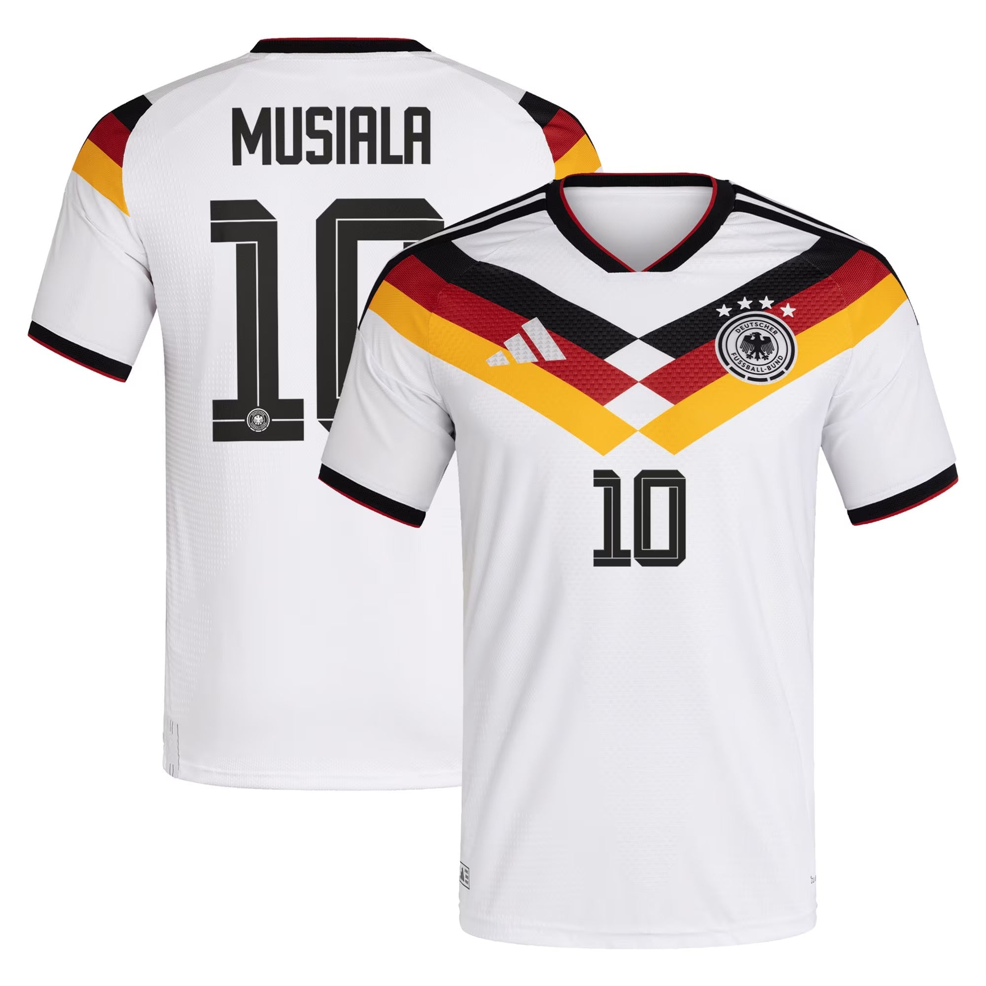adidas Germany National Team 2026 Home Player Edition Jersey – Jamal Musiala #10 – White/Black/Gold