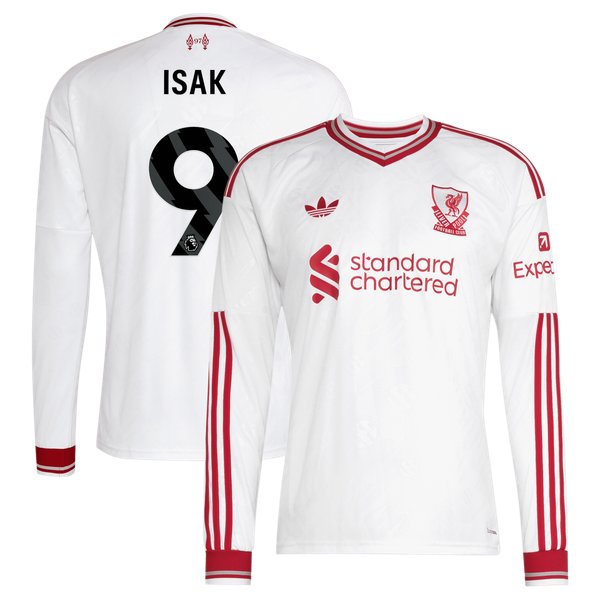 Alexander Isak Liverpool adidas 2026/27 Away Replica Long Sleeve Jersey - White