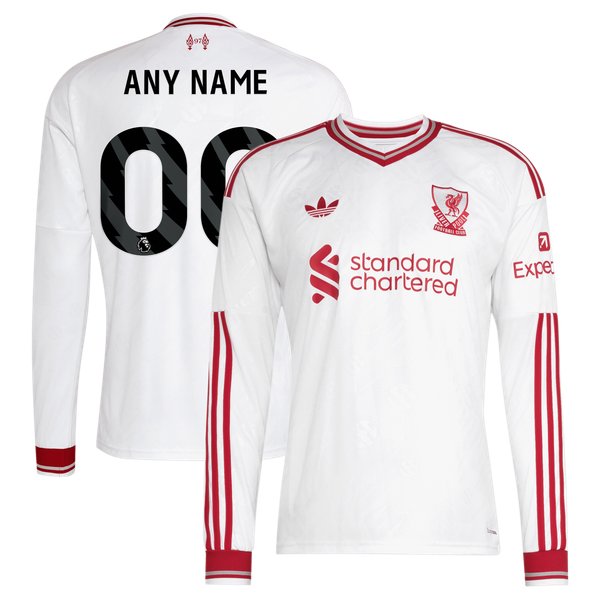 Liverpool adidas 2026/27 Away Replica Custom Long Sleeve Jersey - White