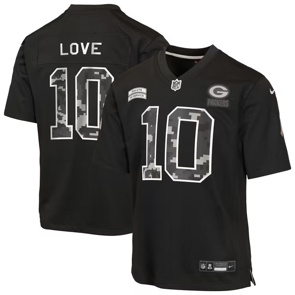 Jordan Love Green Bay Packers Nike Youth 2026 Salute to Service Game Jersey - Black