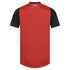 Back view of Bayer Leverkusen 2024 home jersey by Castore in red with black sleeves