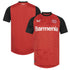 Castore Bayer Leverkusen 2024 home jersey in red with black sleeves and Barmenia sponsor logo