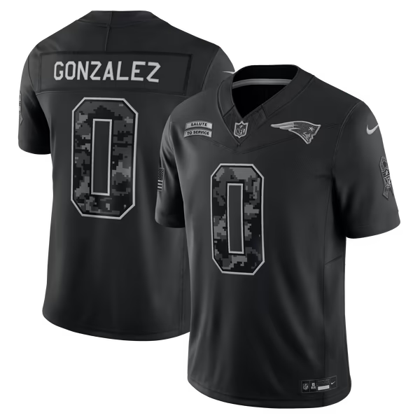 Christian Gonzalez New England Patriots Nike 2026 Salute to Service Stitched Limited Jersey - Black