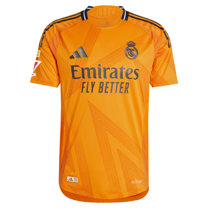 adidas Cristiano Ronaldo 2025 Real Madrid jersey in orange with Emirates Fly Better logo