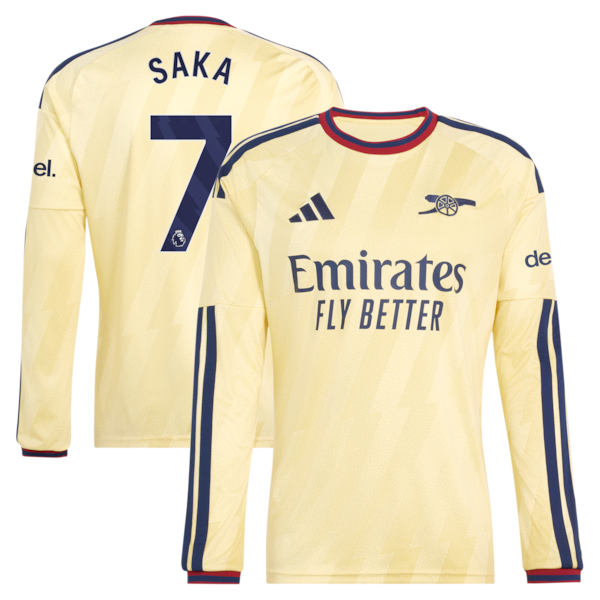 Bukayo Saka Arsenal adidas 2026/27 Third Replica Long Sleeve Jersey - Yellow