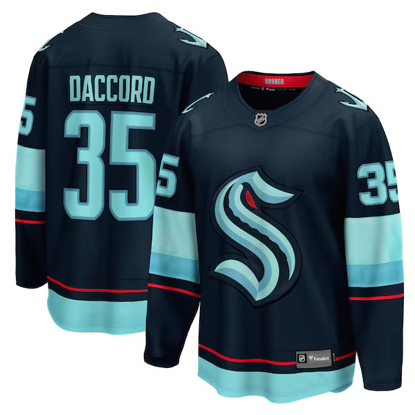 Joey Daccord Seattle Kraken Fanatics Home Breakaway Player Jersey - Deep Sea Blue