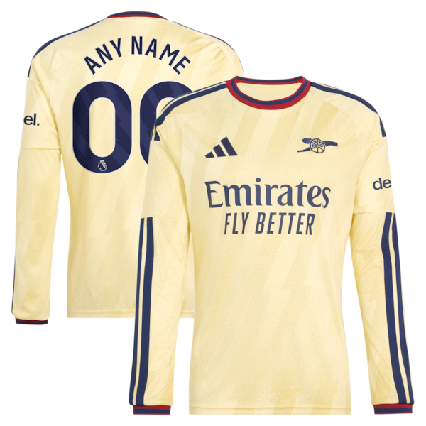 Arsenal adidas 2026/27 Third Replica Custom Long Sleeve Jersey - Yellow
