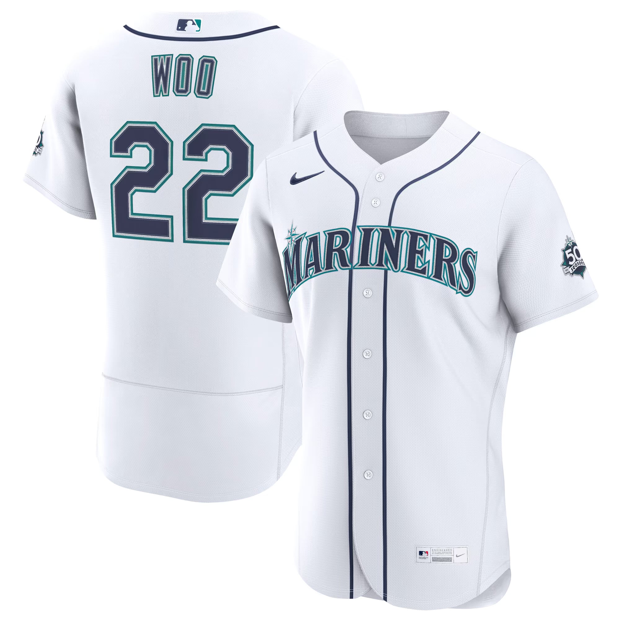 Bryan Woo Seattle Mariners Nike Home 50th Season Authentic Jersey - White