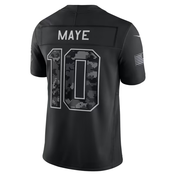 Drake Maye New England Patriots Nike 2026 Salute to Service Stitched Limited Jersey - Black