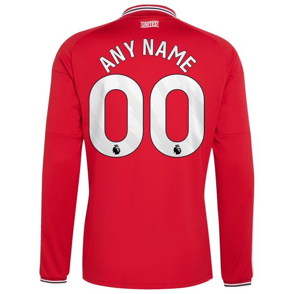 Manchester United adidas 2026/27 Home Replica Long Sleeve Custom Jersey - Red