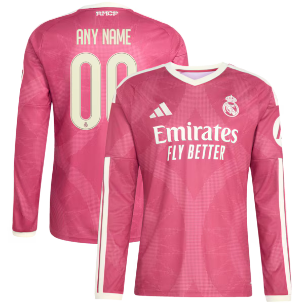 Real Madrid adidas 2026/27 Third Replica Custom Long Sleeve Jersey - Pink